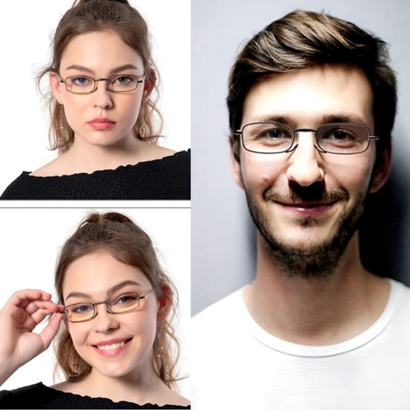 Portable Reading Glasses with+1 To+4.0 Magnification Square Full Frame Design with Compact Hard Case Box