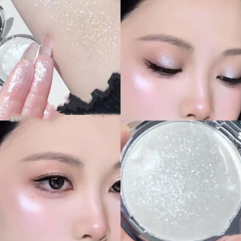 KAKASHOW Single Shade Halo Highlighter Balm 10g Glass-Sheen Wet-Glow Cream-to-Powder Portable Mirror