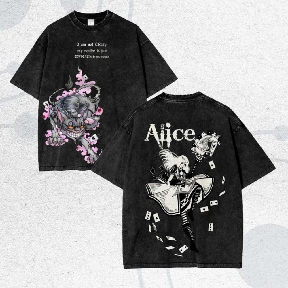 Alice Madness Returns Washed Tshirt Personality Clothes Suitable for All Seasons Unisex Streetwear