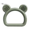 Durable Chew Toy Silicone Bear Teether for Babies, Soothing Sore Gums Baby Textured Teething Toy, Ring 6-12 Months Infants