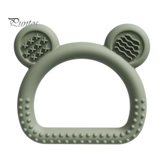 Durable Chew Toy Silicone Bear Teether for Babies, Soothing Sore Gums Baby Textured Teething Toy, Ring 6-12 Months Infants
