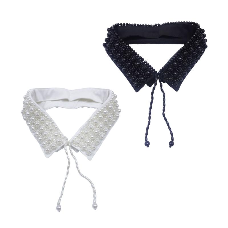 Adjustable Artificial Pearls Detachable Collar For Women Elegant Neckwear Decorative Collar Accessory With Laceup Tied