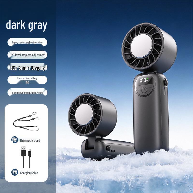 High-Speed Semiconductor Refrigeration Handheld Fan with Foldable Neck Strap and Ice Pack