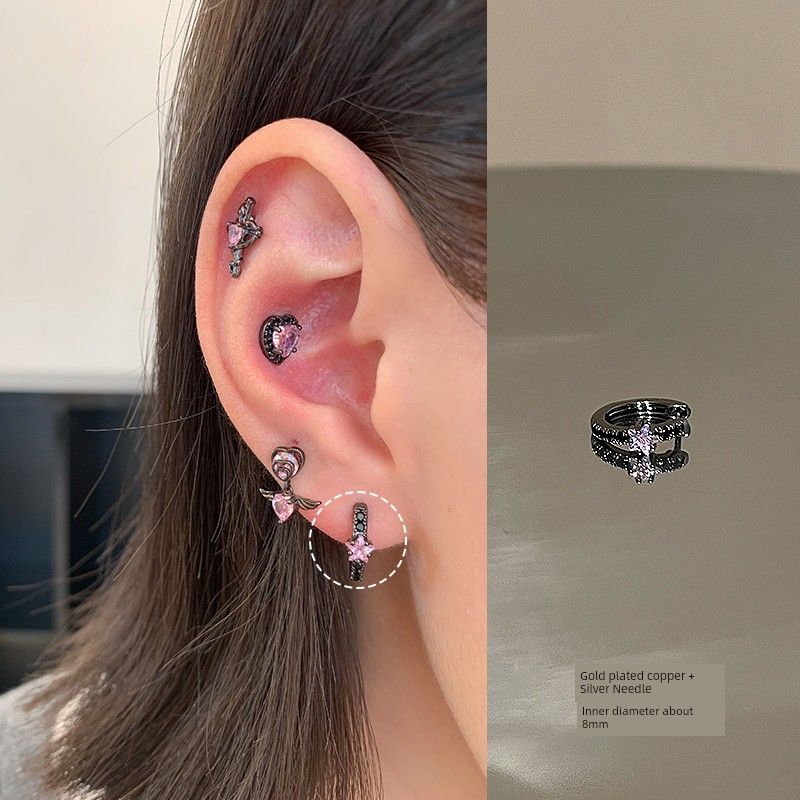 

Магазин Ringring Прямая игла Серьга-кольцо Маленькие серьги-пусеты Серьги Круг Высокий круг Кафф для уха Кольцо-гвоздик Клипса для уха Серьги-звездочки Broken Diamond Ear Ring-Black 1