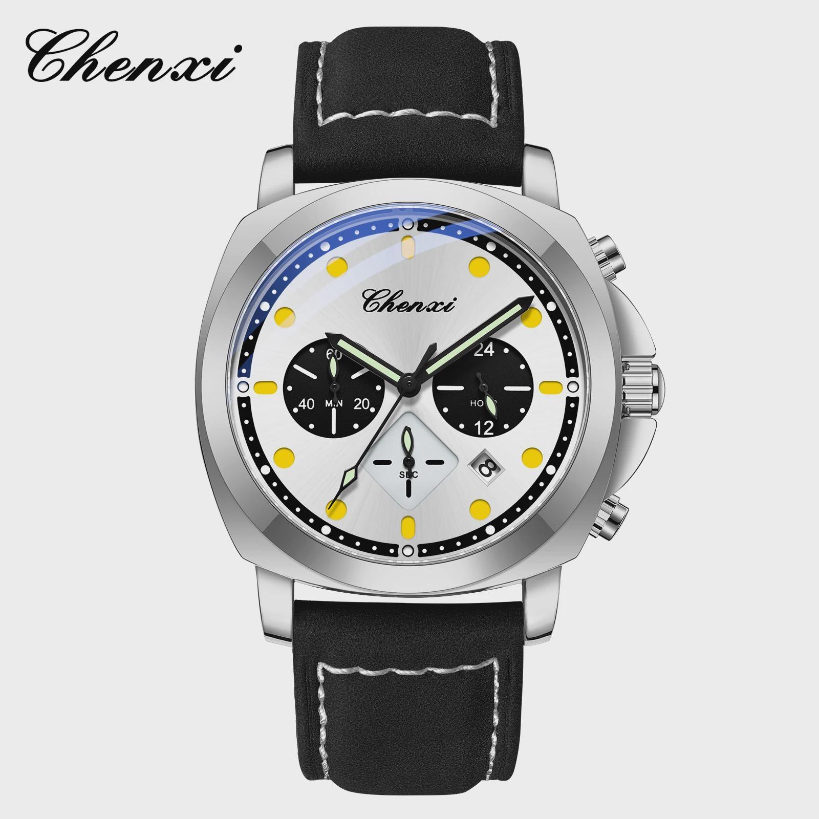 Fashion Men Watch Waterproof Luminous Chronograph Military Male Clock Leather Luxury Quartz Men s Watches белый
