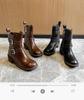 Maillard Retro Distressed Chunky Heel Ankle Boots, Women's Versatile Spring/Autumn Buckle Round Toe Thick Sole Knight Boots
