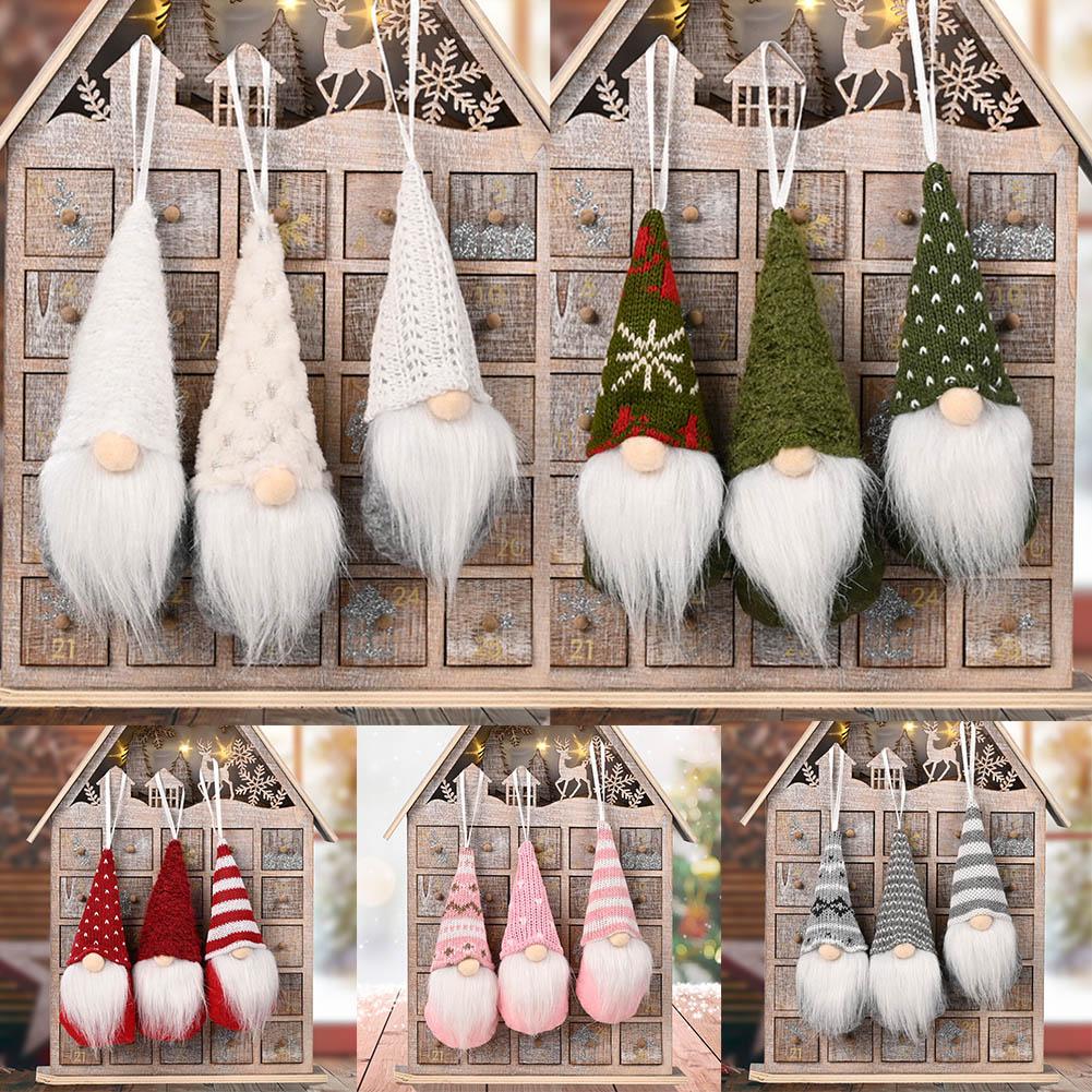 Christmas Tree Hanging Gnome Plush Decorations with Santa Dolls (Set of 3)
