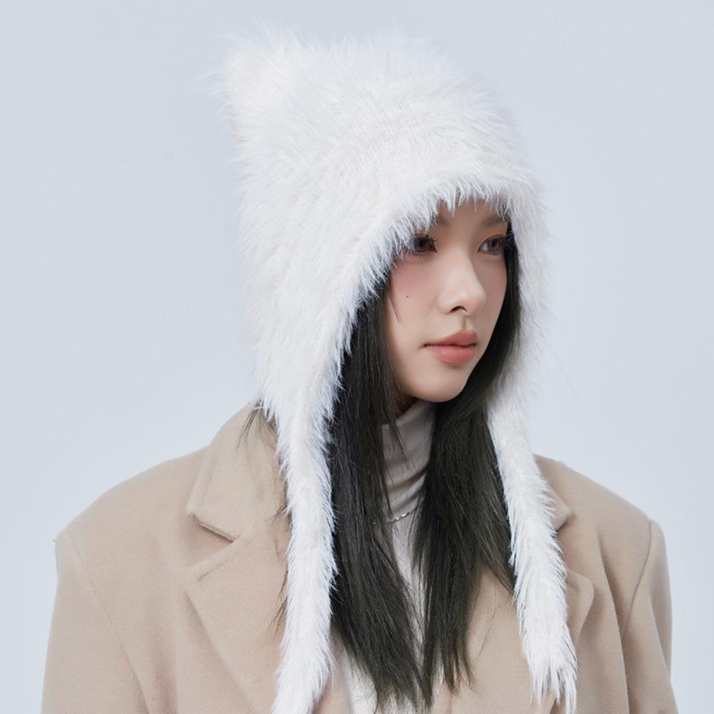 

Плюшевые пуловеры, шапки с защитным ремешком для ушей, шапочки, милая однотонная зимняя шапка