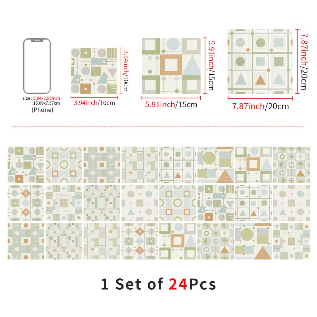 24 szt. Naklejki na płytki w stylu europejskim Kuchnia Samoprzylepne Odporne na olej Naklejki ścienne Wodoodporny Winyl Zdejmowalne Naklejki ścienne
