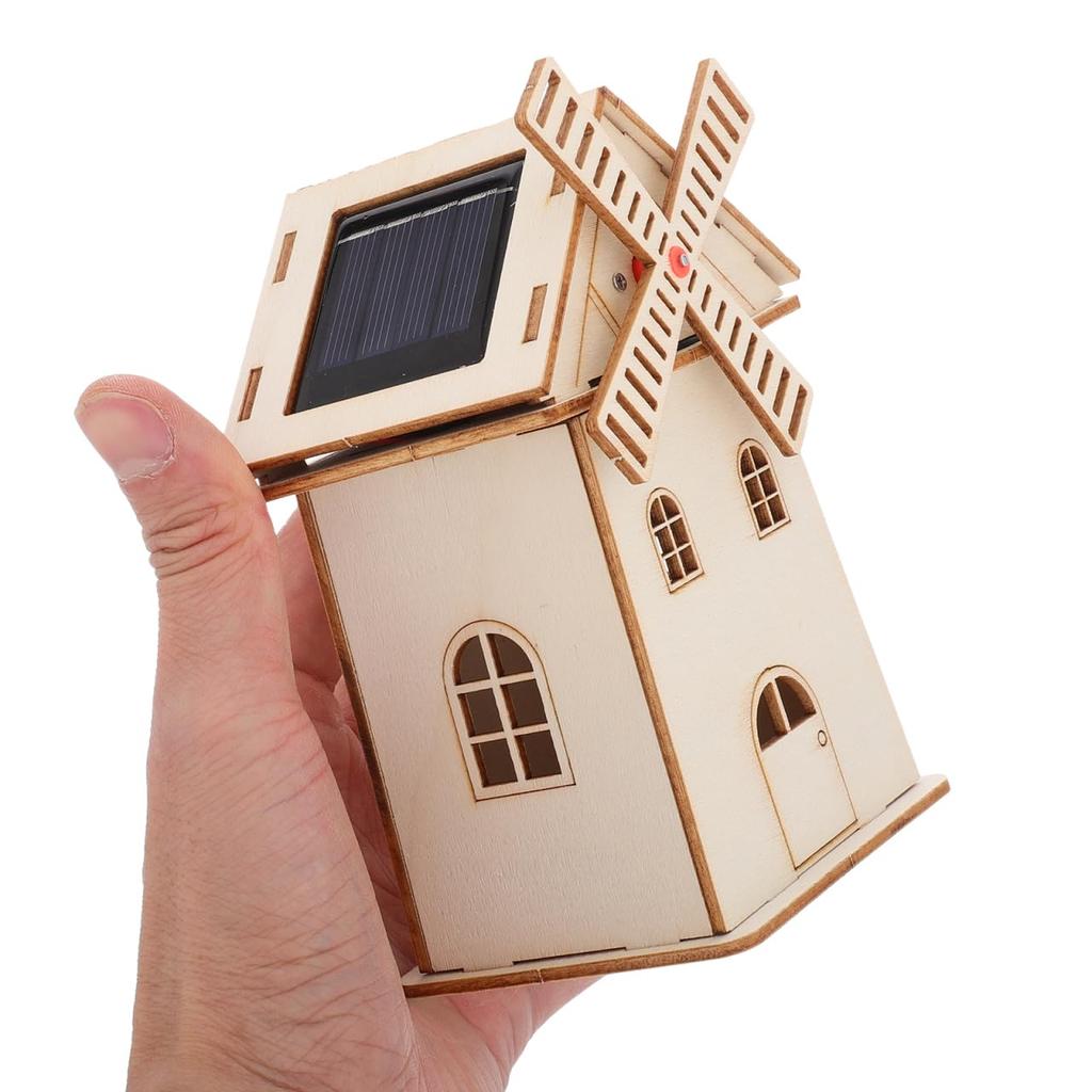 LIOOBO Wooden 3D Puzzle Solar Windmill Craft Kit DIY Miniature House Summer Vacation Boys and Home Decor - Solar-Powered, Paintable, Assembly,