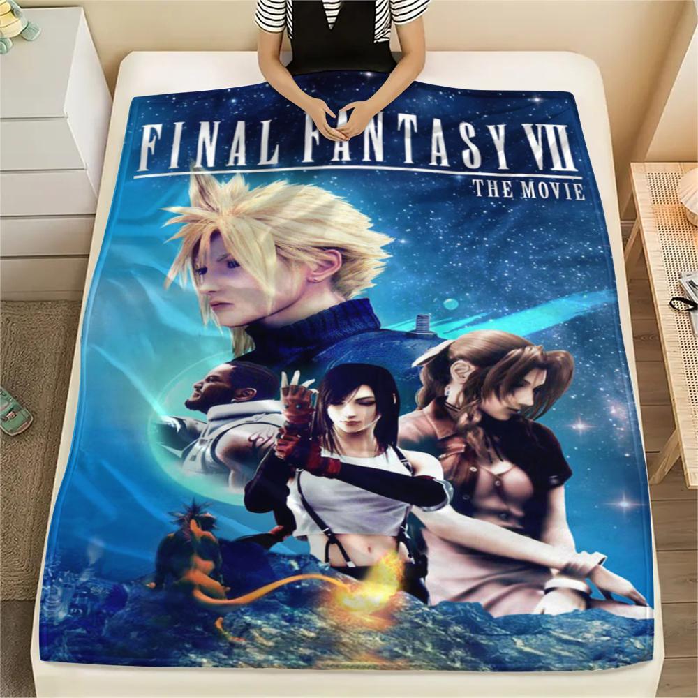 1Pc Final Fantasy Print Flannel Blanket, High Quality Comfortable for All Seasons, Home Decor, Warmth and Comfort, Perfect for Gifts