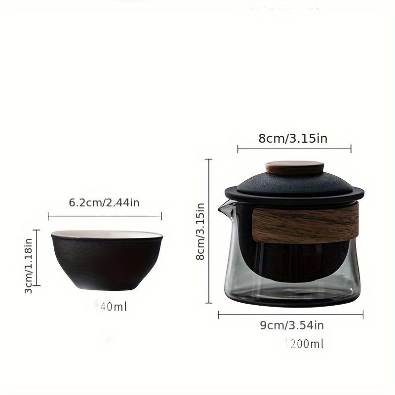 1 sada 4 ks keramických a skleněných cestovních čajových setů obsahuje jednu konvičku a tři šálky venkovní kemping přenosná čajová sada pro domácí restauraci hotelová kancelář Čaj A