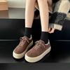 Winter New Thick Soled Cotton Shoes Women's Fashion Suede Front Lacing Anti-slip Wear-resistant Low-top Shoes