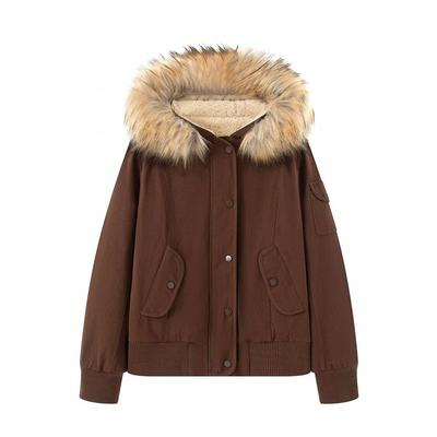 Damen Winter Kurze Warme Jacke Mit Abnehmbarem Kunstpelzkragen Street Style Kapuzenmantel Slim Fit