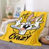 1pc Bugs Bunny Crazy Flannel Throw Blanket Lightweight Soft Warm All Season Blanket for Sofa, Bed, Travel,L1028060