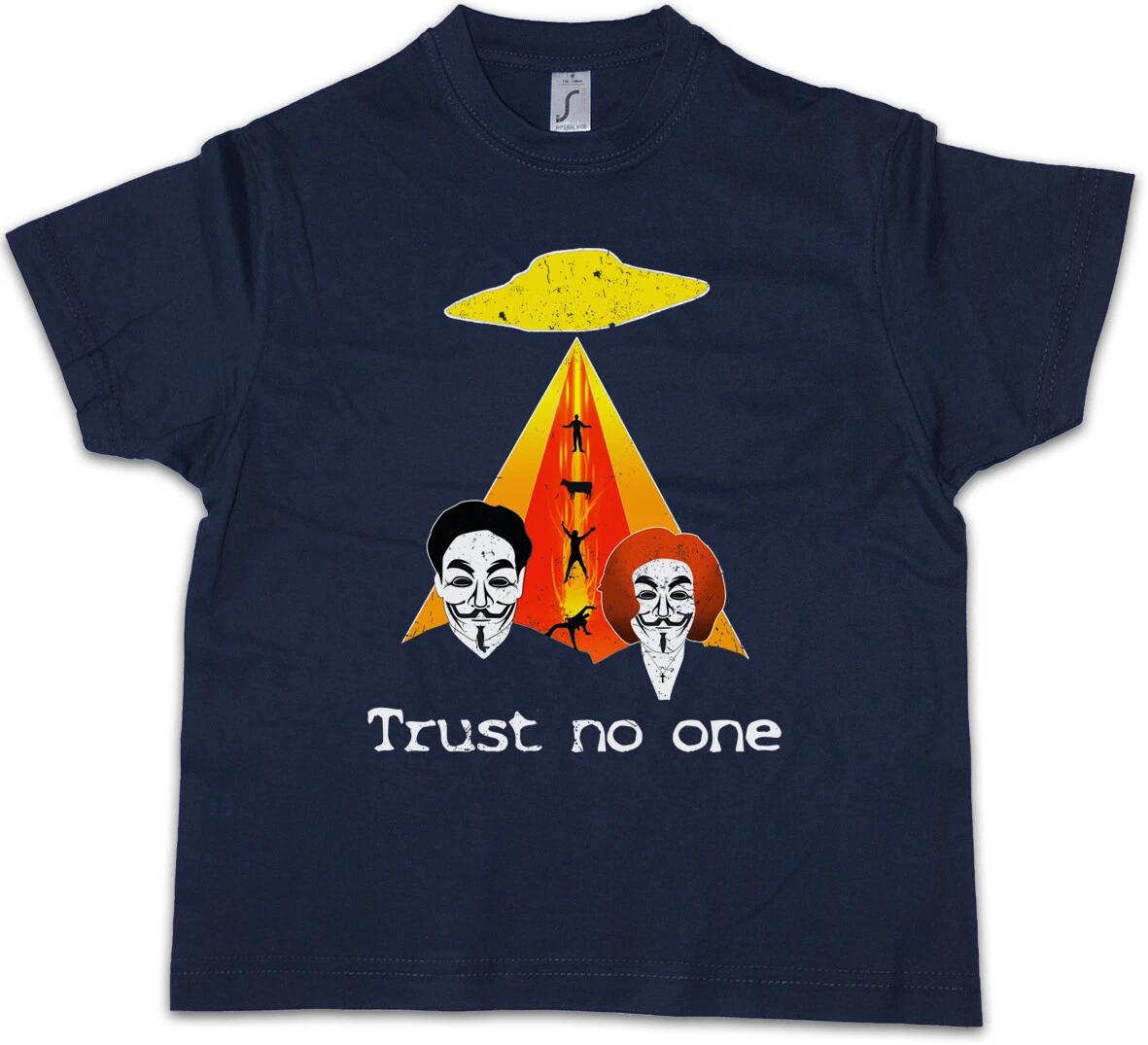 TRUST NO ONE Kids Boys T-Shirt Alien Files Fox Mulder UFO Scully X-Files FBI- 120