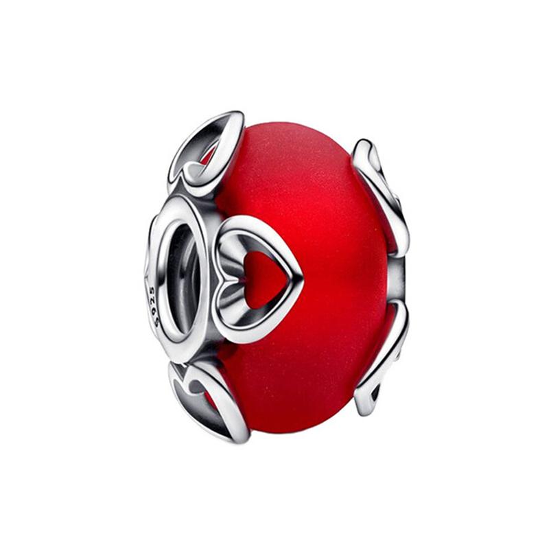 Copper Red Love Series Open Heart Lobster Charm Beads Fit Original Bracelet Trinket For Jewelry Makeing For Women