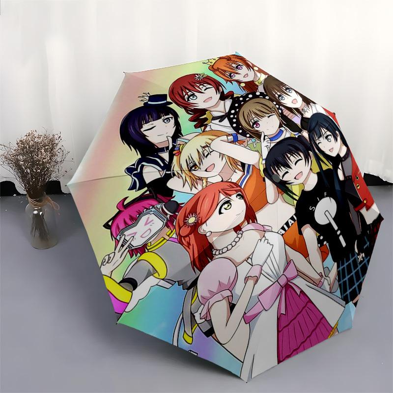 1 pièce Parapluie d'extérieur avec personnages d'Anime | Ouverture et Fermeture Automatiques | Conception Pliable en 3 parties Portable | Armature en Fer à 8 Baleines | Cadeau Parfait pour les Fans, Tra
