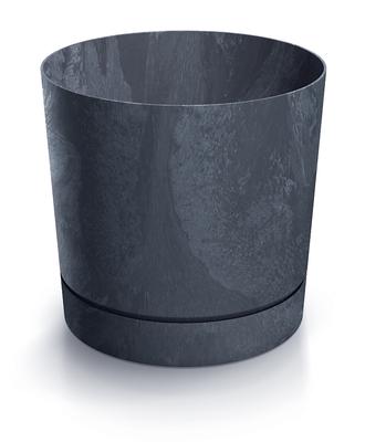 Tubo P Beton Effekt 240E runder Blumentopf mit Untersetzer | Anthrazit