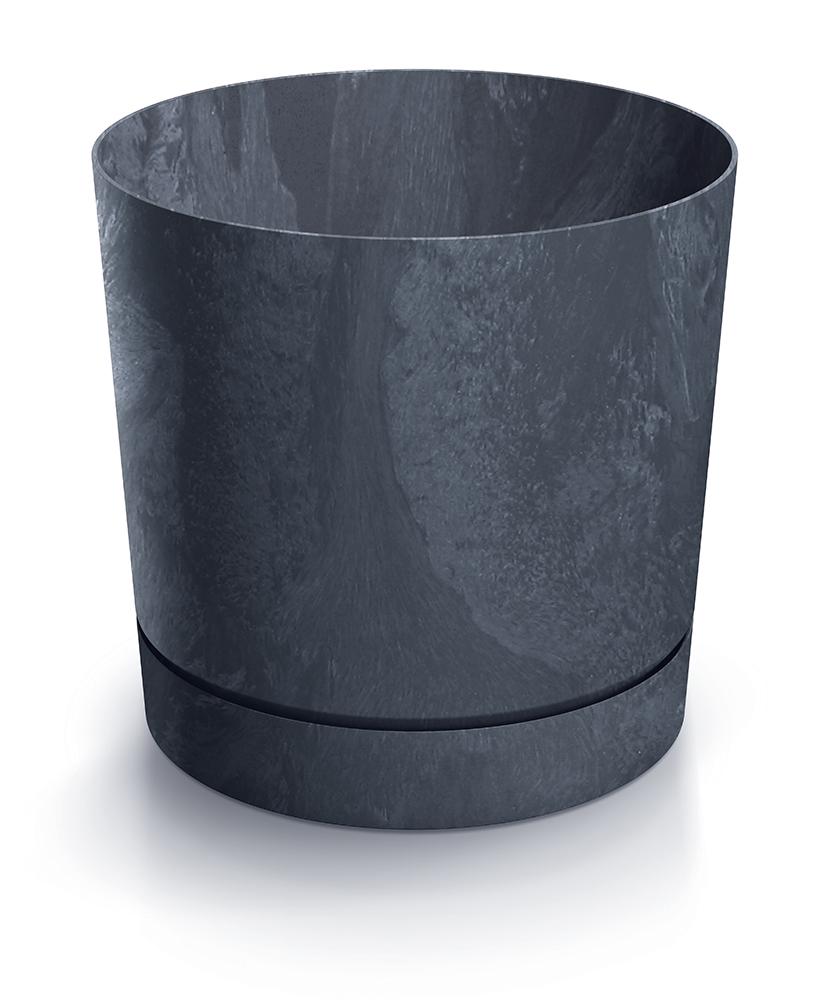 Round Pot Tubo P Concrete Effect 200E with Saucer | Anthracite