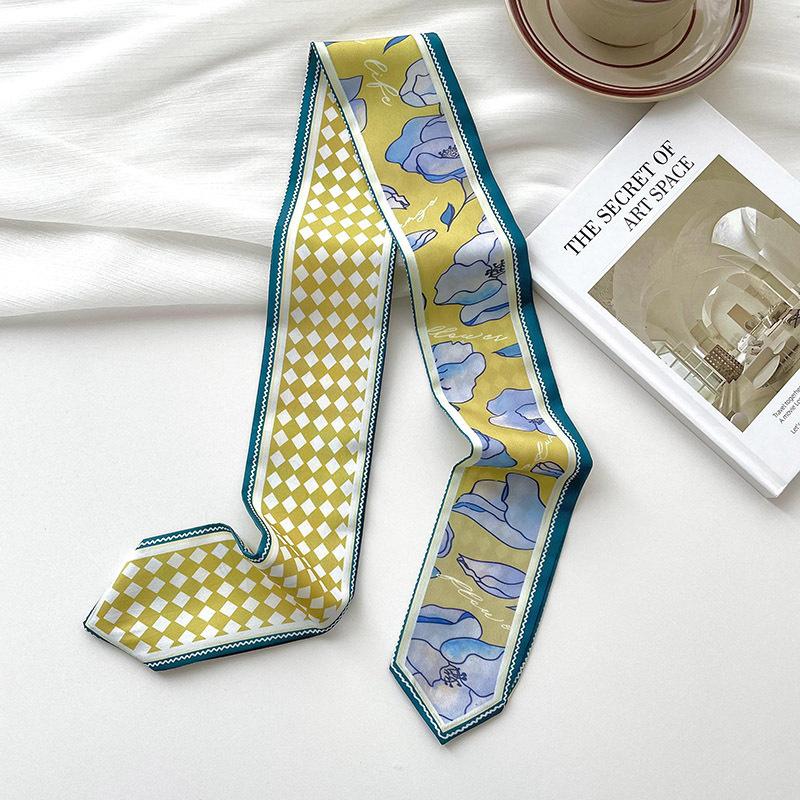 New Luxury Brand Model Small Silk Scarf Women Hair Band Bag Handbag Handle Ribbon Scarf Band Neck Scarves Neckerchief