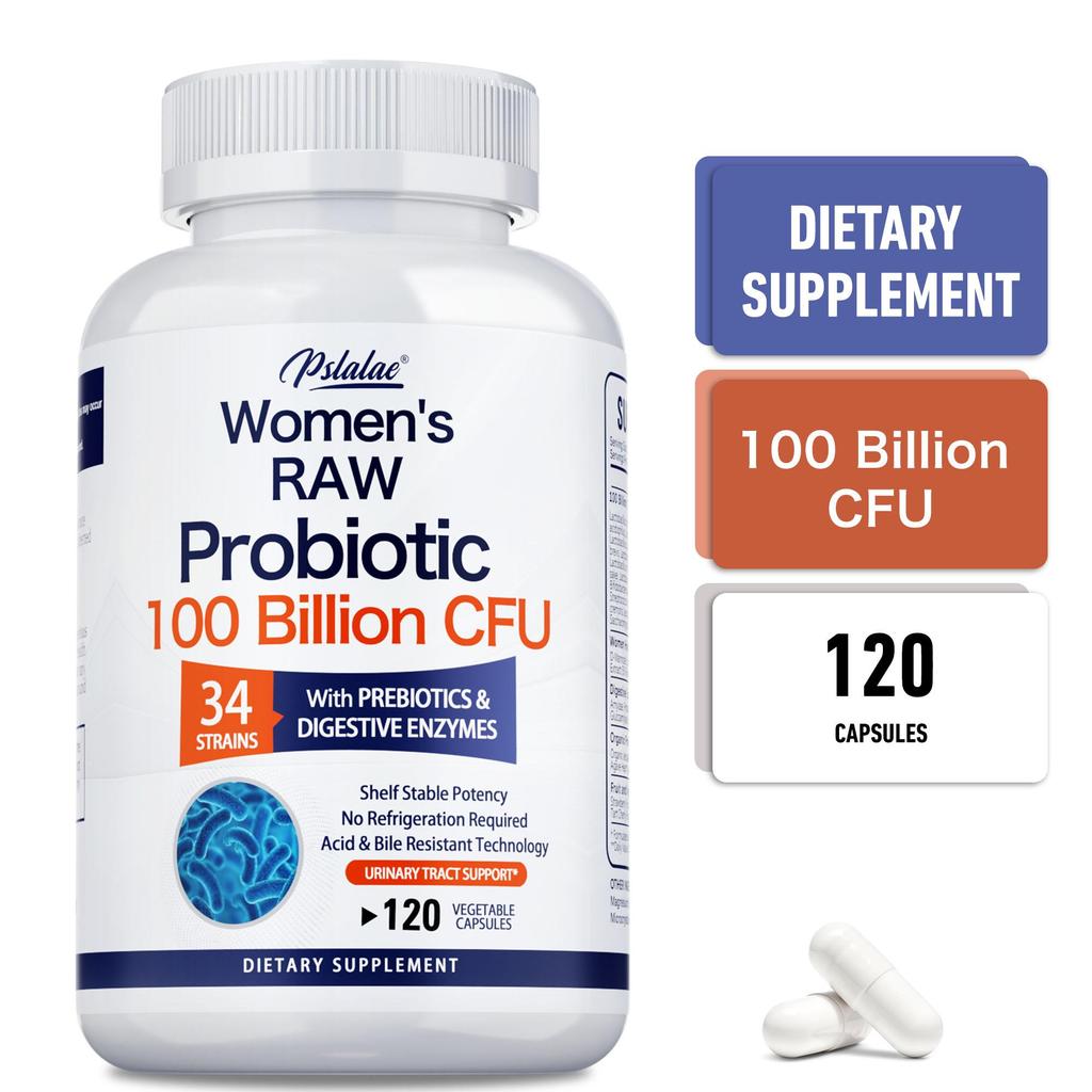 Capsule probiotiche per donne, contiene prebiotici, integratore probiotico, salute dell'intestino, adatto agli adulti