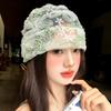 Plasă cu flori de dantelă și paiete, accesoriu pentru cap, de vară, subțire, respirabil, dulce, pentru față, pălărie mică pentru frig, pălărie pull-over