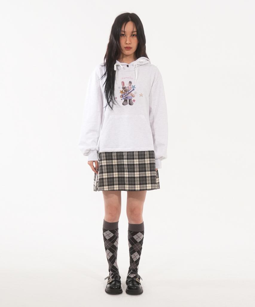 Panyoung Lovit Hooded Check Dress White Gray