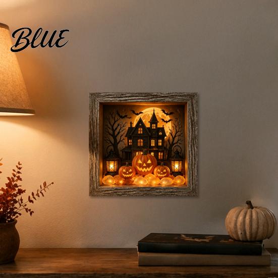 Unique Halloween Gifts Lighted Frame Ornaments Light Up Shadow Box Warm Ornaments Atmosphere LED Lights for Home Living Room Bedroom Decor
