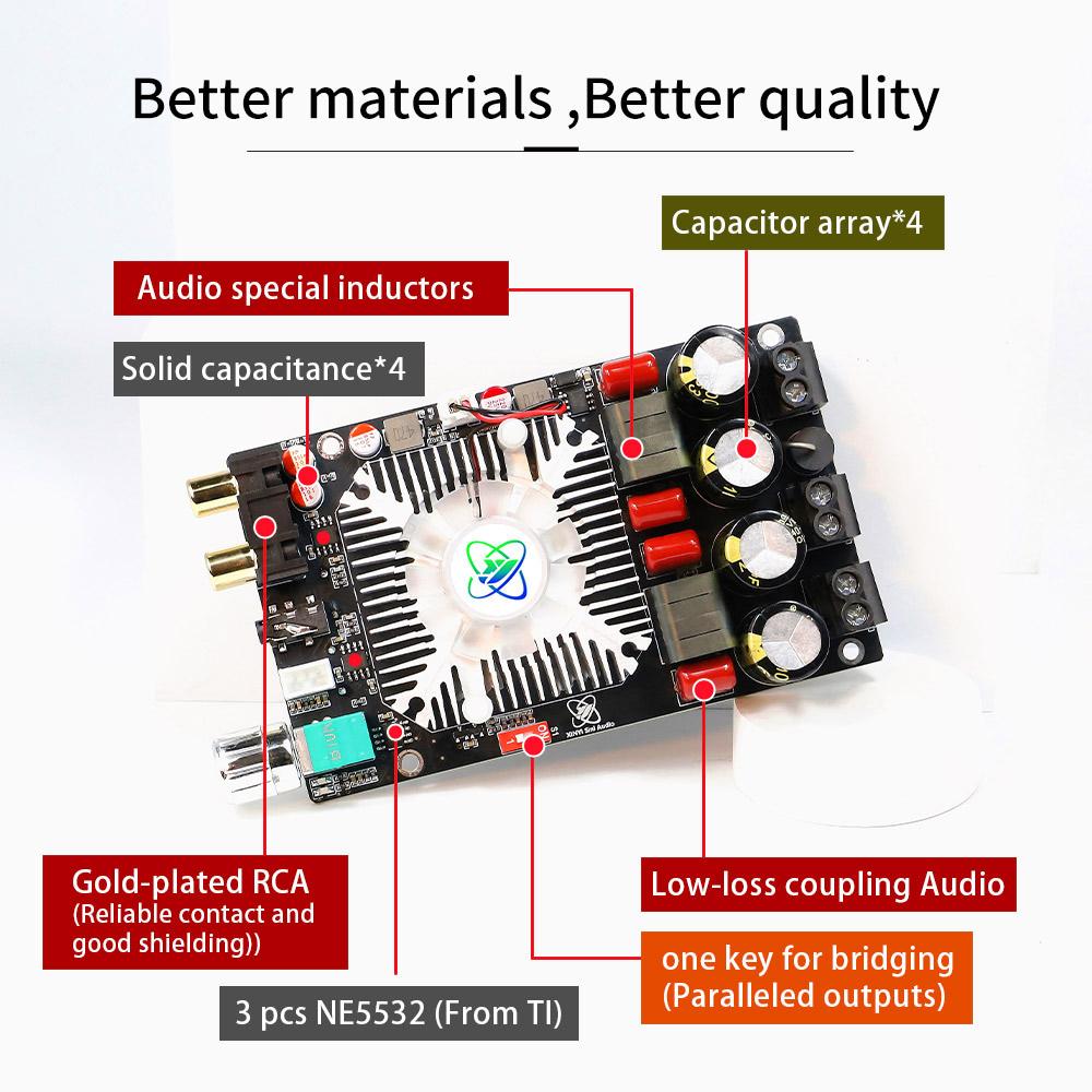 XY-AP2202 HiFi digital Power Amplifier Board TPA3251D2 DC12-36V 20W-220WClass High quality audio output Stereo Equalizer AMP