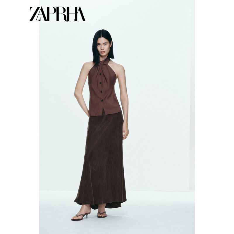 Zaprha 2025 Summer New American Seaside Holiday Style Knot Decoration Hanging Neck Top Style Vest Women 2010709