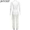 BITCED Summer Women's Solid-Colour Slim-Fit High-Waisted Fashion Strapless Backless Lace Dress