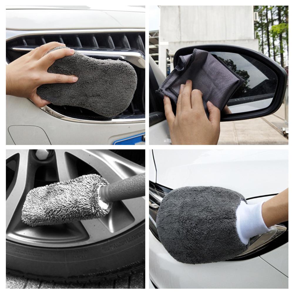 Universal 9Pcs Car Cleaning Kit Towels Gloves Sponge Tire Brushes Set Auto Interior Exterior Decoration Beauty Care Tools