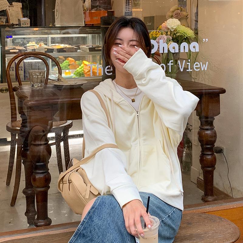 College style hooded long-sleeved sweater jacket women's autumn 2026 new zipper loose student versatile cardigan top