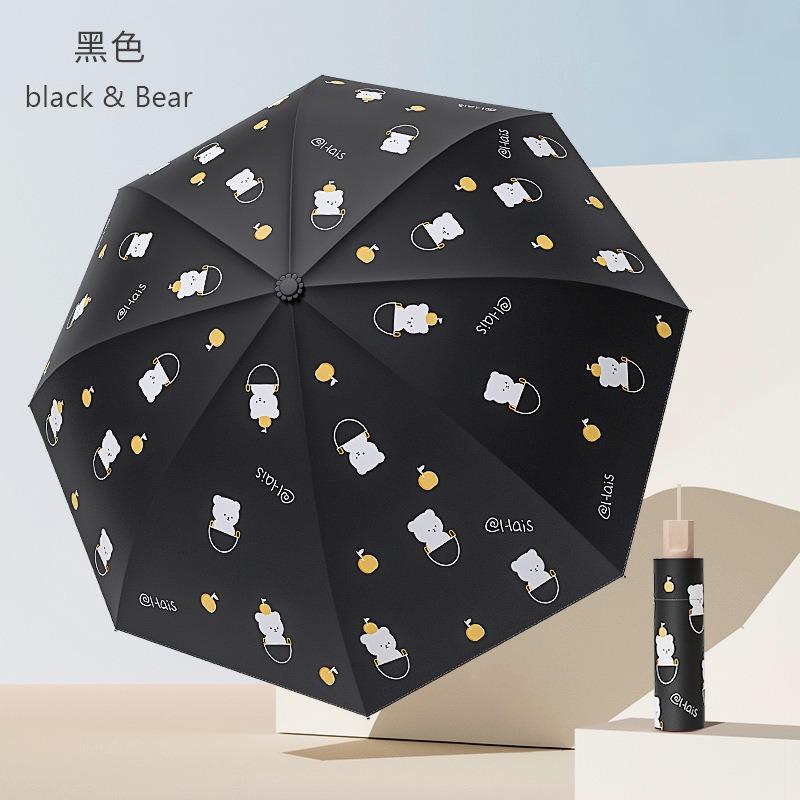 Yubao original three-fold outdoor parasol anti-ultraviolet female simple flower umbrella thickened vinyl umbrella for both weather and rain