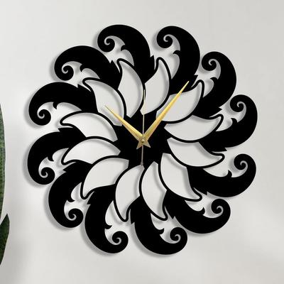 Elegante Reloj de Pared con Números/Reloj de Gran Tamaño y Adorno de Pared/Reloj de Pared Metálico para Exterior para Dormitorio, Oficina - Negro