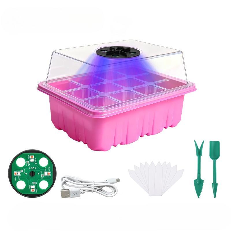 Disco Iniciador de Sementes com Lâmpada de Crescimento, Kits de Germinação de Sementes, com Cúpula de Umidade Ajustável, Disco Iniciador de Mudas com Tampa Elevatória