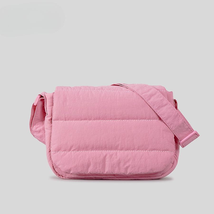 Nylonová malá čtvercová taška Dámská spona Bavlna s širokým popruhem přes rameno Jednoduchá lehká kabelka s klopou