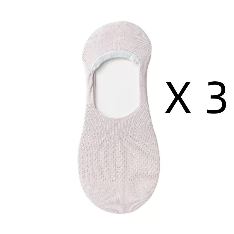 3 Pairs Women's Invisible Cotton Boat Socks Mesh Breathable Ankle Low Cut Soft Comfortable Silicone Non-Slip No Show Socks for Daily Wear