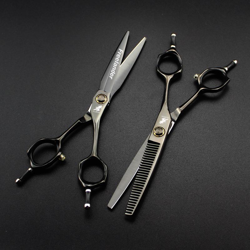 6-Inch Black Double-Tail XMQ-02 Hair Salon Scissors for Bangs - Professional Barber Shears
