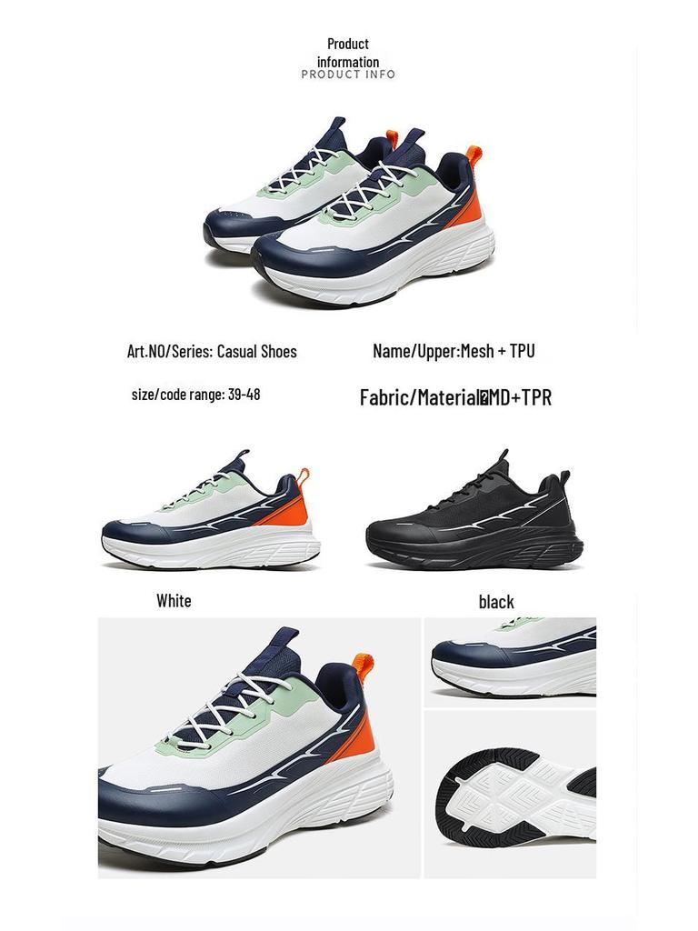 2026 Men's Plus Size Height-Boosting Sports Shoes - Non-Slip, Breathable, Thick Sole, Lace-up Jogging Dad Sneakers.