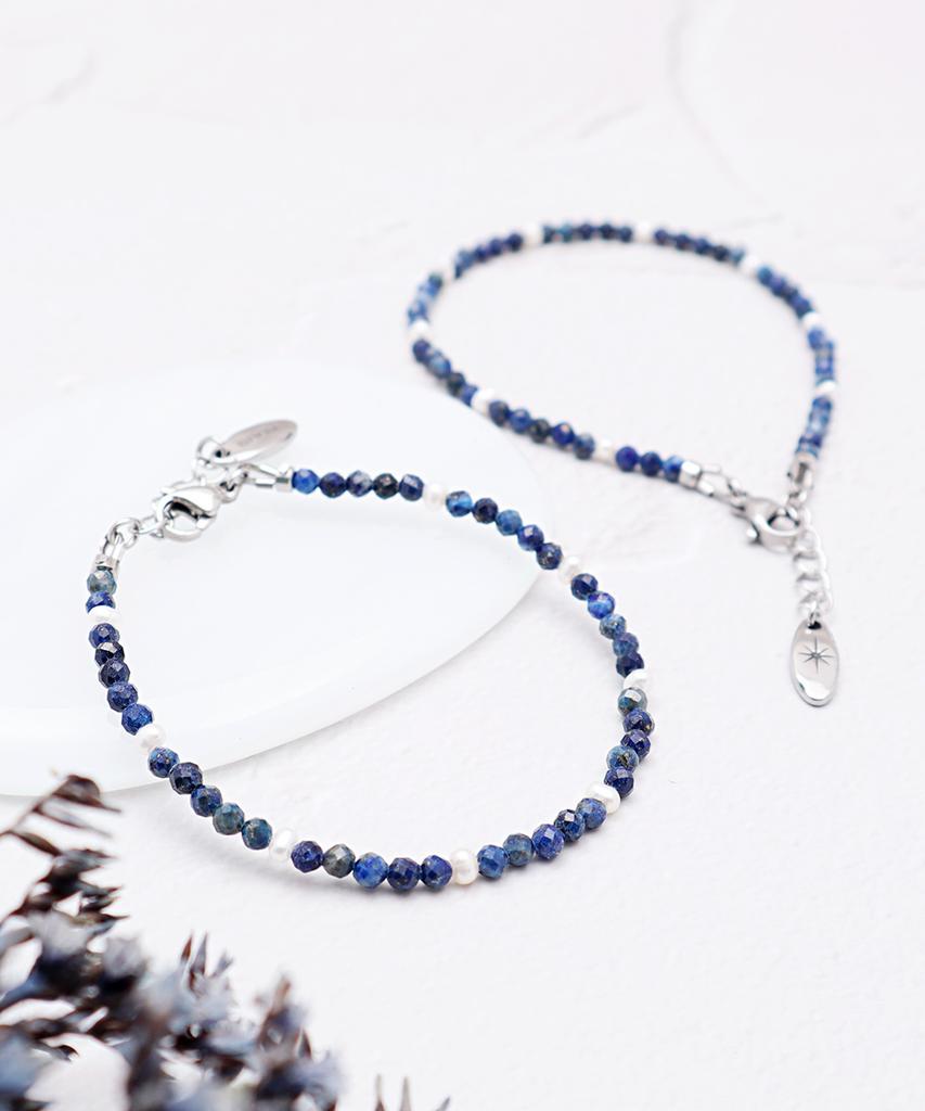 Polalita Lapis Cut Pearl Point Bracelet (Plt-Br-088_Bl)