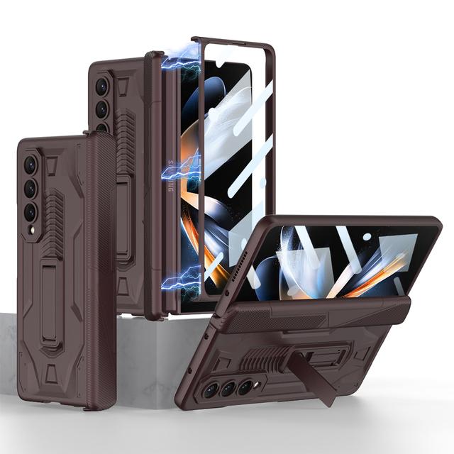 Shockproof Armor Case For Samsung Galaxy Z Fold 4 5g Slide Pen Slot Case Magnetic Hinge Bracket Stand For Samsung Z Fold 4 Case