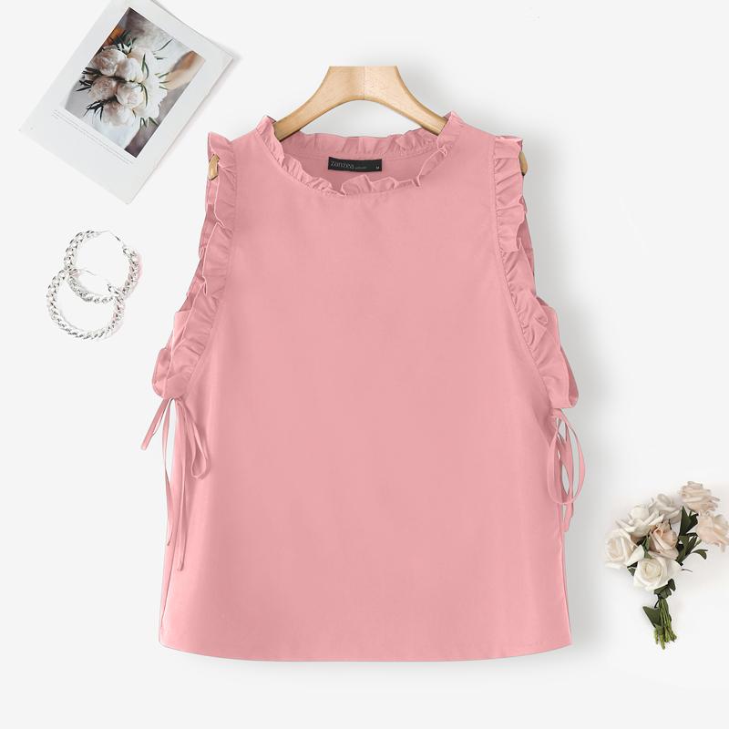 ZANZEA Women Casual Round Neck Solid Color Summer Sleeveless Tank Tops