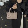 Borsa a Mano in Maglia Classica Retrò Colore Unico Uncinetto Filo di Cotone Borsa Tessuta Ecologica Grande Dimensioni Stile Vintage Pratica