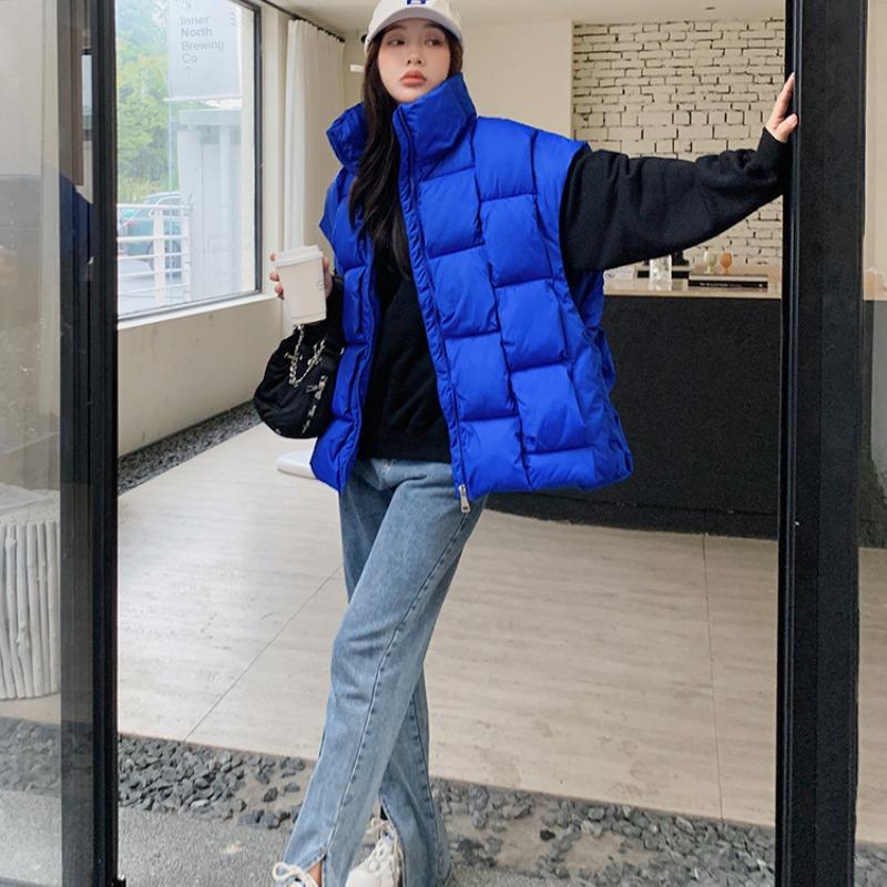 Damen Herbst und Winter Weste Damen Stehkragen geflochtene Weste Oberbekleidung Mode lose Weste Jacke ärmellos 5 Farben