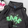 Unisex Graffiti Hooded Sweatshirt with Puff Print - Niche Cute Style, Thin Plus Velvet, Perfect for Autumn and Winter Couples.