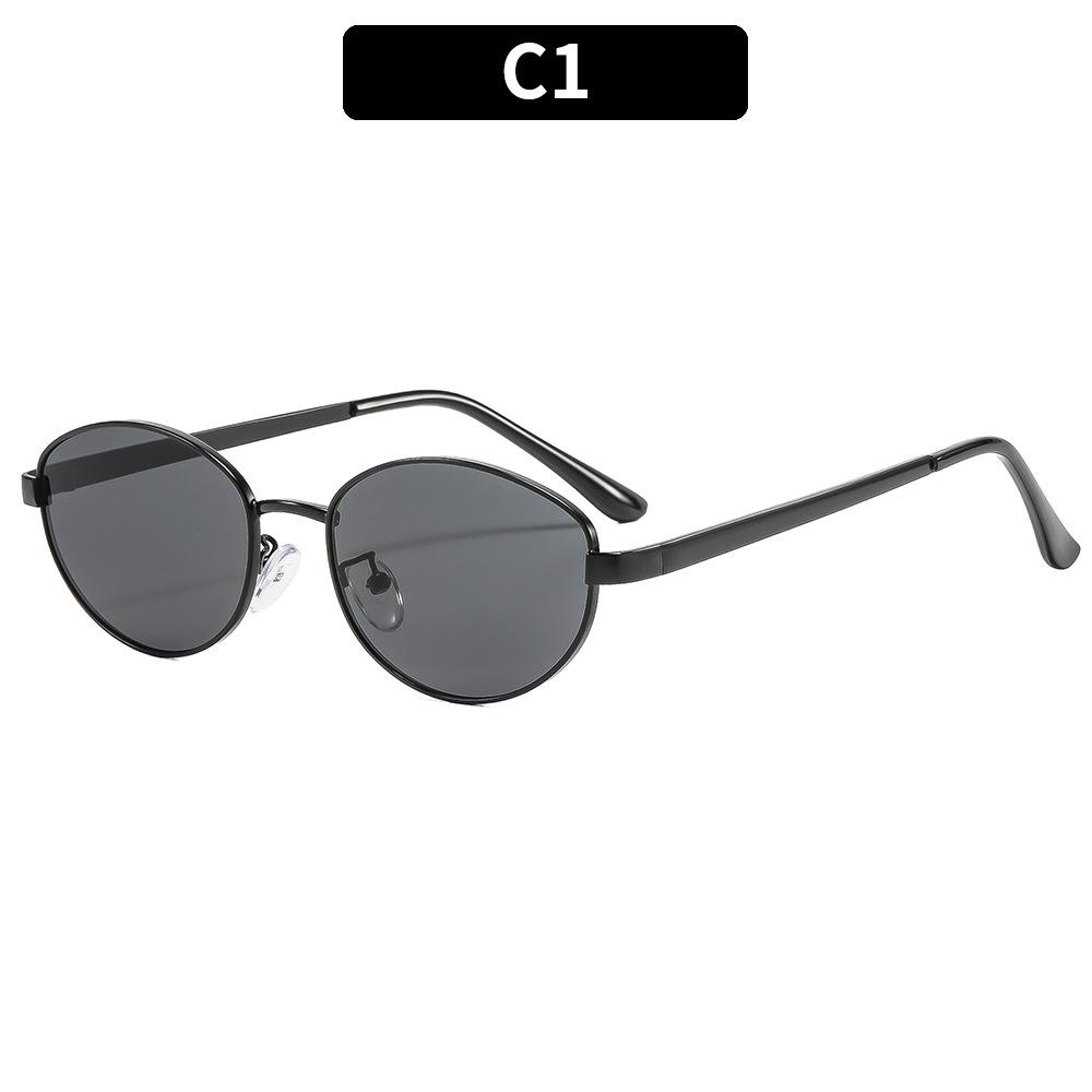 Trendy Retro Small-Frame Oval Metal Sunglasses – Stylish Outdoor Sun Protection Eyewear