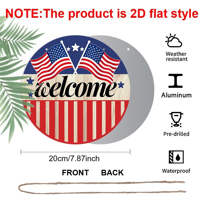 2D Flat Retro Aluminum Wall Stickers In Various Sizes. Independence Day Theme, 250th Anniversary Crossed American Flag Welcome Sign. Ideal for Home