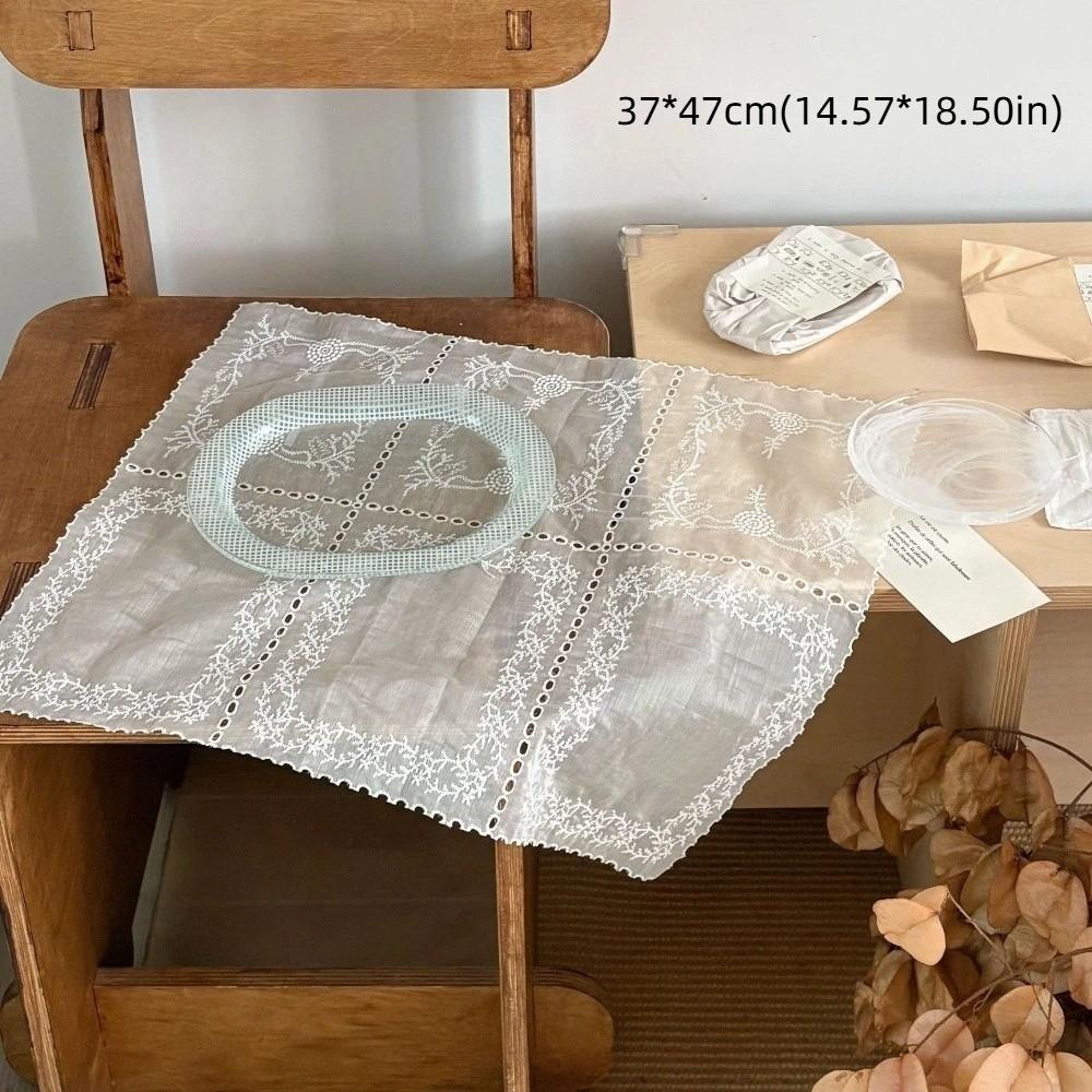 Soft Flounced Lace Placemats Flower Embroidered Cloth Napkins New Table Cup Mat  Photo Background